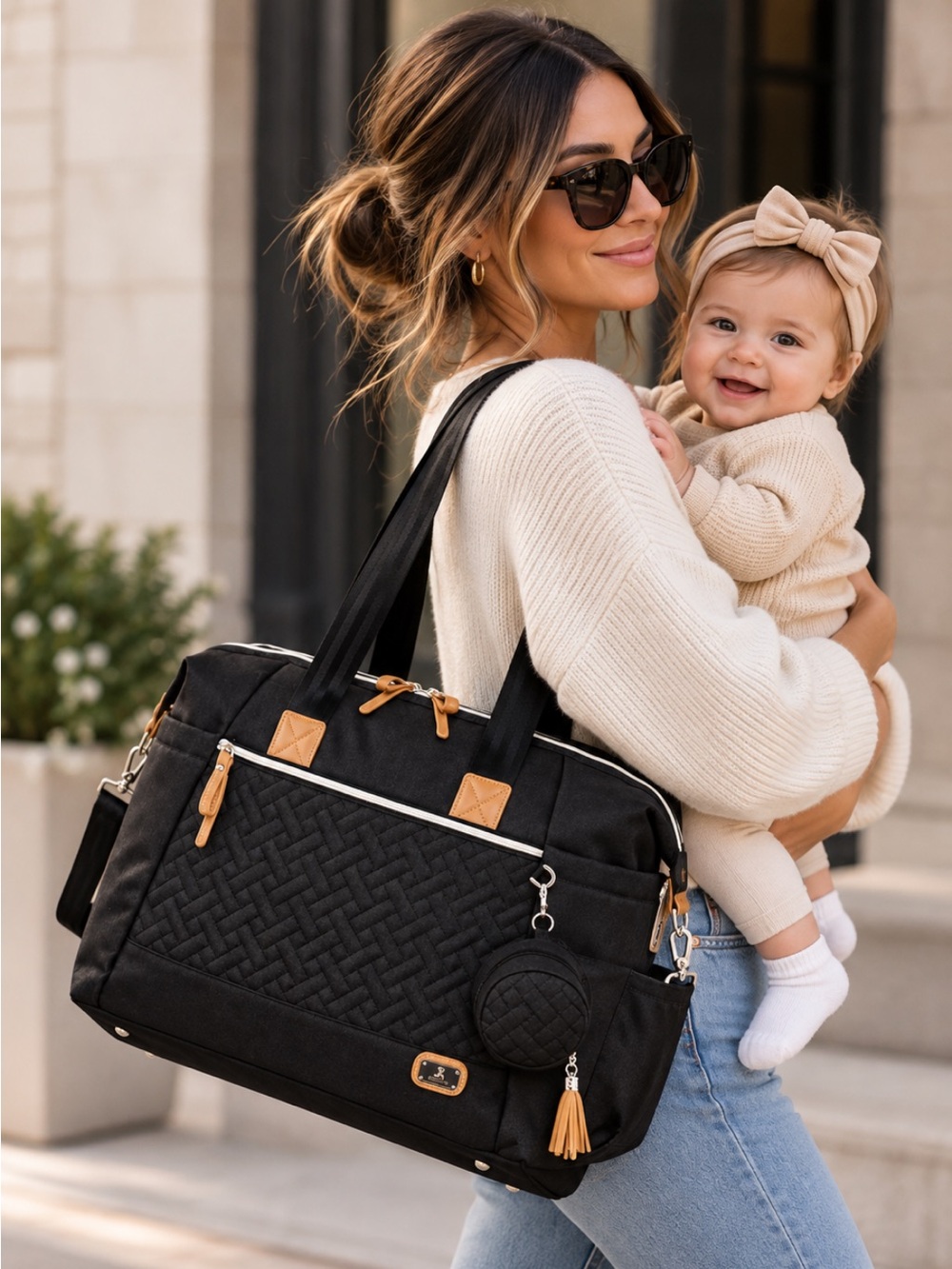 Stylish Diaper Bag Tote 🖤👶🏻